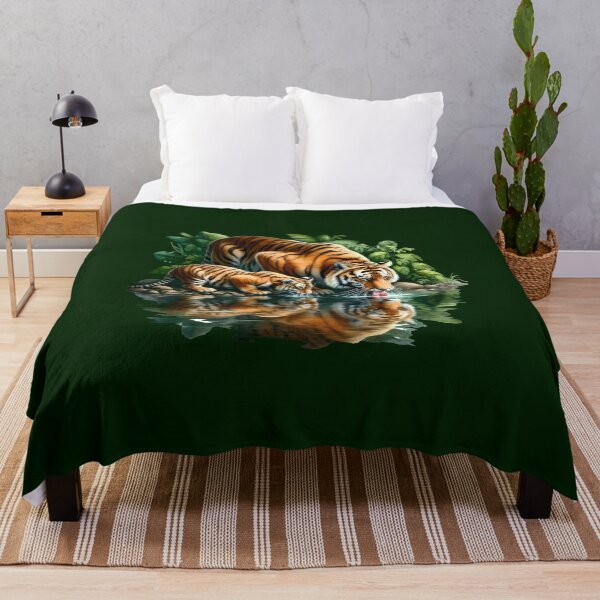 Item preview, Tiger and Cub at the Watering Hole – Wildlife Jungle Art designed and sold by Ssevi.