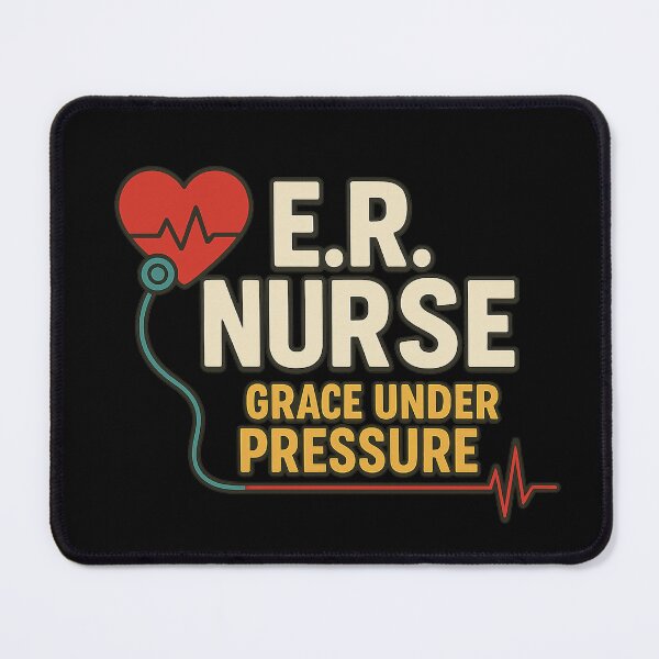 Item preview, E.R. Nurse – Grace Under Pressure | Heart & EKG Design designed and sold by MySheetMusicArt.