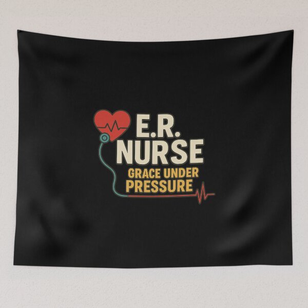 Item preview, E.R. Nurse – Grace Under Pressure | Heart & EKG Design designed and sold by MySheetMusicArt.