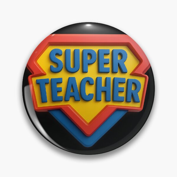 Item preview, Super Teacher Emblem – Bold Comic-Style Badge Design designed and sold by MySheetMusicArt.