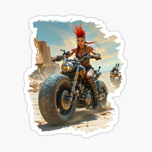 Vista previa del artículo con la obra «Motociclista pelirrojo del desierto», diseñado y vendido por kravsov.