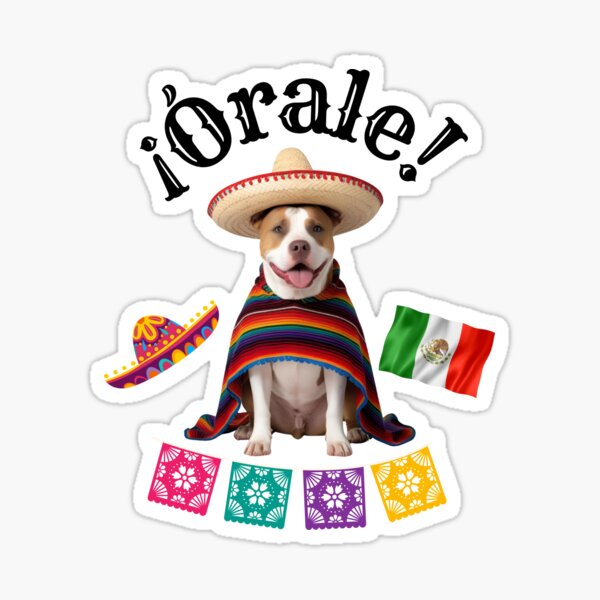 Item preview, ¡Órale Pitbull! Cute Fiesta Dog in Sombrero & Poncho with Mexican Party Flair designed and sold by Fredster1966.