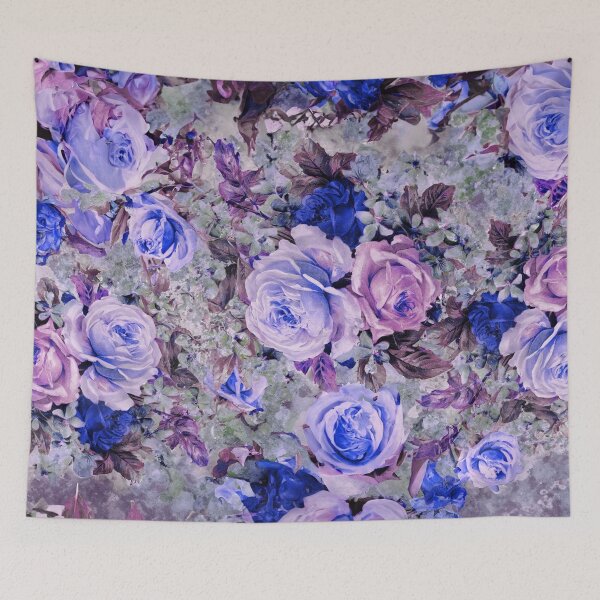 Item preview, Retro Roses and Violets all over pattern in purples and blues designed and sold by PhaedraArt.