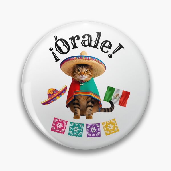 Item preview, ¡Órale Silver Tabby Cat! Cute Fiesta Cat in Sombrero & Poncho with Mexican Party Flair designed and sold by Fredster1966.