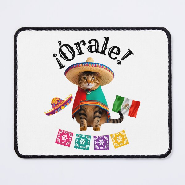 Item preview, ¡Órale Silver Tabby Cat! Cute Fiesta Cat in Sombrero & Poncho with Mexican Party Flair designed and sold by Fredster1966.