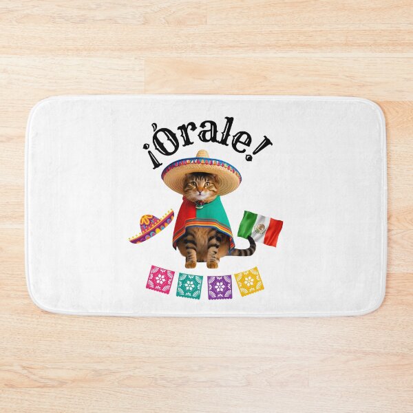 Item preview, ¡Órale Silver Tabby Cat! Cute Fiesta Cat in Sombrero & Poncho with Mexican Party Flair designed and sold by Fredster1966.