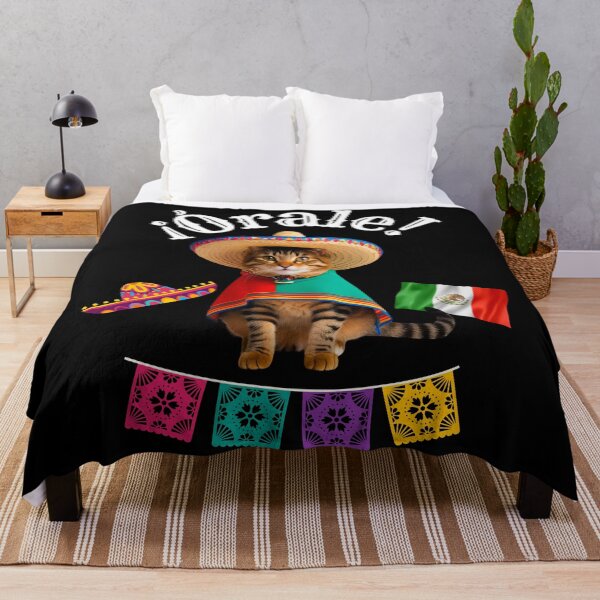 Item preview, ¡Órale Silver Tabby Cat! Cute Fiesta Cat in Sombrero & Poncho with Mexican Party Flair designed and sold by Fredster1966.