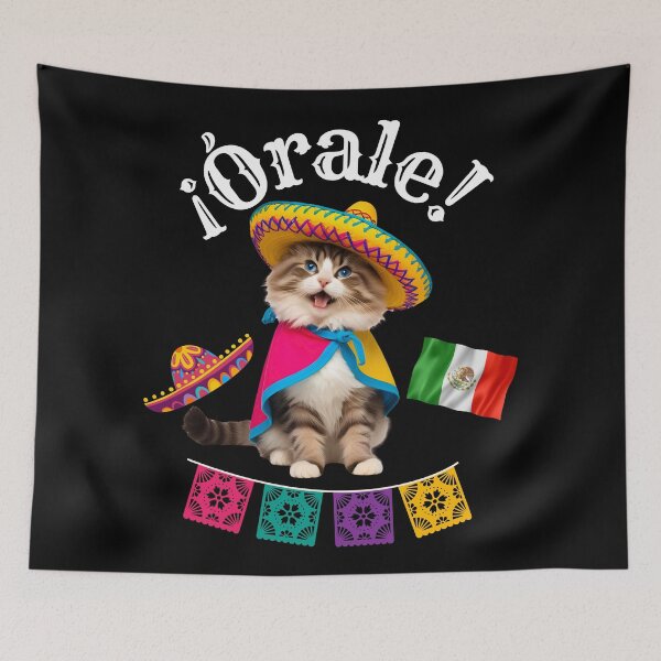 Item preview, ¡Órale Ragdoll Cat! Cute Fiesta Kitty in Sombrero & Poncho with Mexican Party Flair designed and sold by Fredster1966.