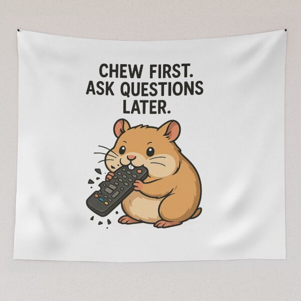 Item preview, Mischievous Hamster – Chew First Quote Design designed and sold by ClearSkyThreadz.