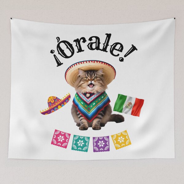 Item preview, ¡Órale Persian Cat! Cute Fiesta Kitty in Sombrero & Poncho with Mexican Party Style designed and sold by Fredster1966.