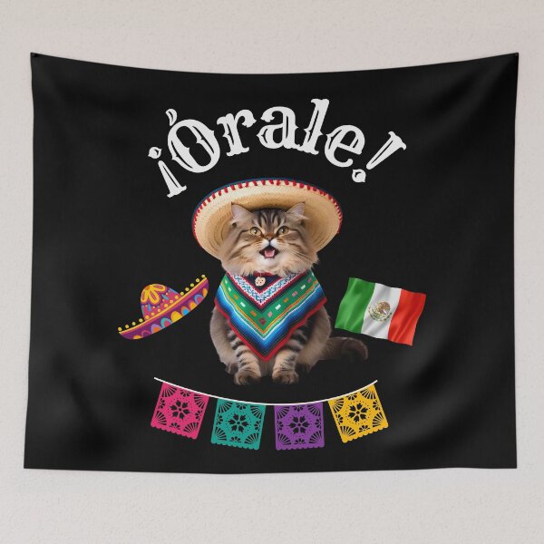 Item preview, ¡Órale Persian Cat! Cute Fiesta Kitty in Sombrero & Poncho with Mexican Party Style designed and sold by Fredster1966.