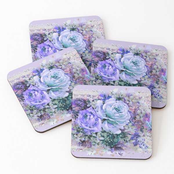 Item preview, Vintage Shabby Lace and Roses - blue designed and sold by PhaedraArt.