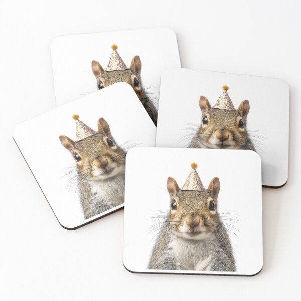 Item preview, Cute Grey Squirrel with Party Hat Birthday Celebration designed and sold by LazyOwlStore.