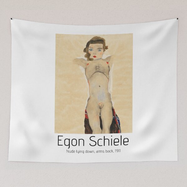 Item preview, Egon Schiele nude lying down, arms back, 1911  exhibition poster designed and sold by paulrommer.
