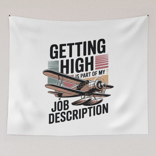 Item preview, Getting High Is Part of My Job – Funny Retro Aviation Pilot designed and sold by tmerchtrends.