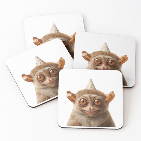 Item preview, Cute Tarsier with Party Hat Birthday Celebration designed and sold by LazyOwlStore.