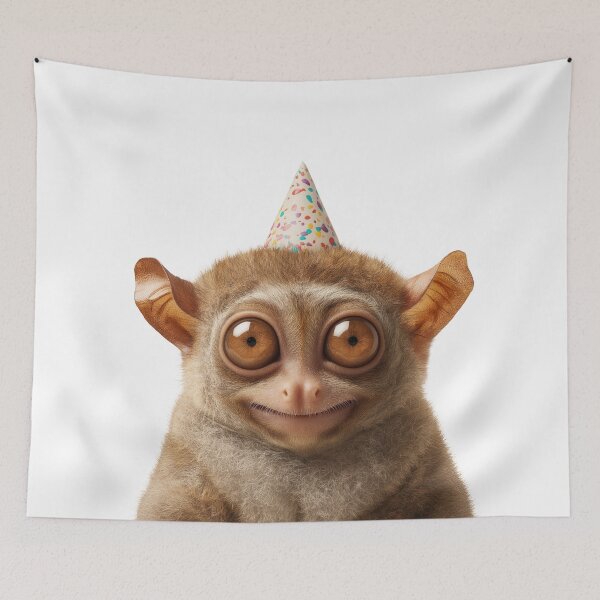 Item preview, Cute Tarsier with Party Hat Birthday Celebration designed and sold by LazyOwlStore.