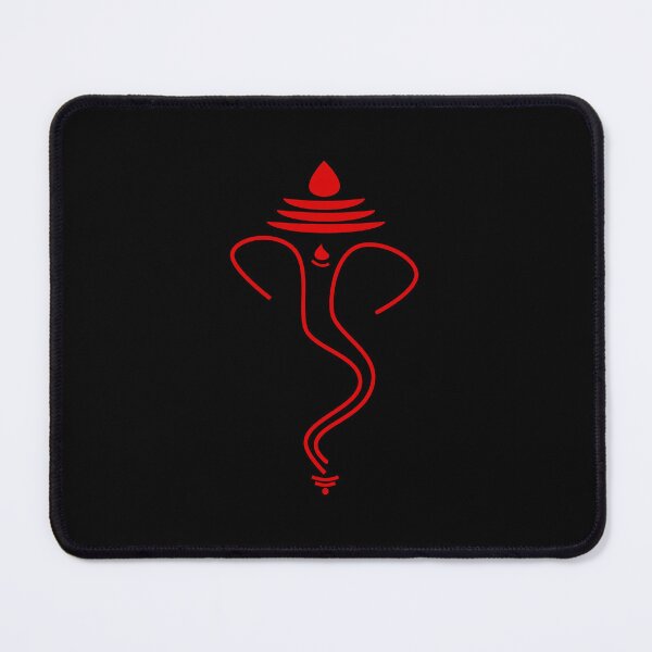 Item preview, Auspicious - Ganesh Outline #2 Red on Black - For Luck, Peace and Prosperity designed and sold by simpleones.