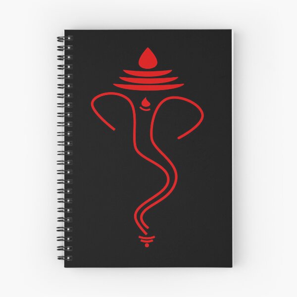 Item preview, Auspicious - Ganesh Outline #2 Red on Black - For Luck, Peace and Prosperity designed and sold by simpleones.