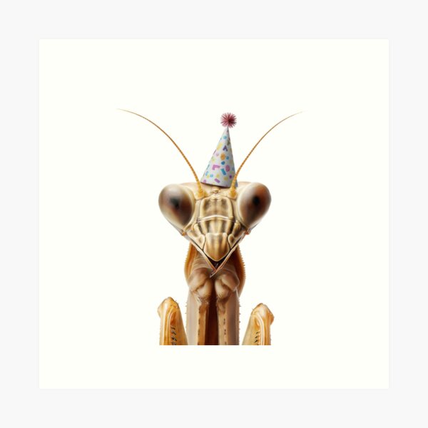 Item preview, Cute Praying Mantis with Party Hat Birthday Celebration designed and sold by LazyOwlStore.