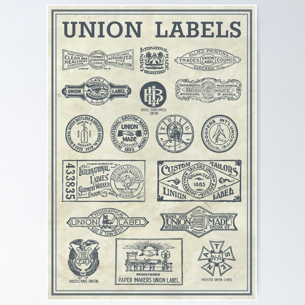 Item preview, Union Labels Poster designed and sold by QatlasMap Shop.