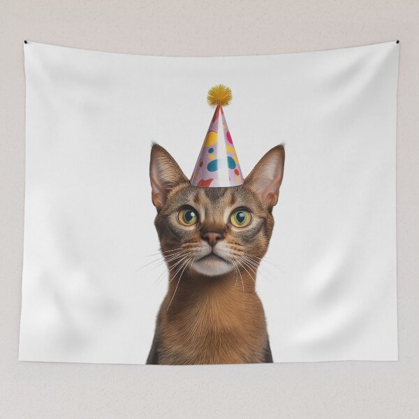 Item preview, Cute Abyssinian Cat with Party Hat Birthday Celebration designed and sold by LazyOwlStore.