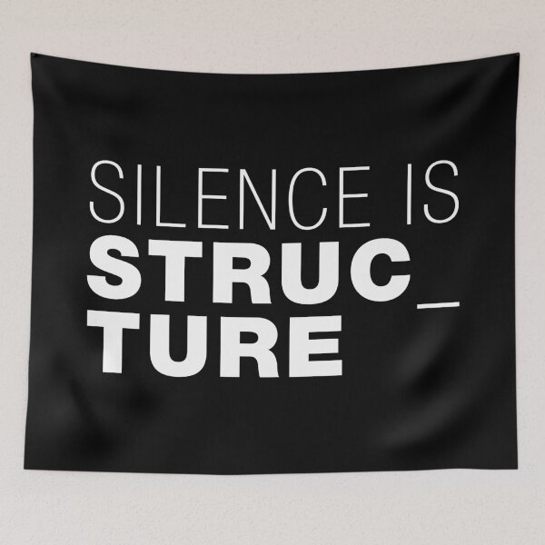 Item preview, Silence is Structure – Typographic Art for Electronic Minds – White Version designed and sold by parissiArt.