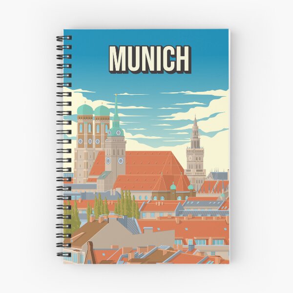 Item preview, Munich Germany Vintage Travel Poster Frauenkirche New Town Hall Travel Poster designed and sold by Stadify.