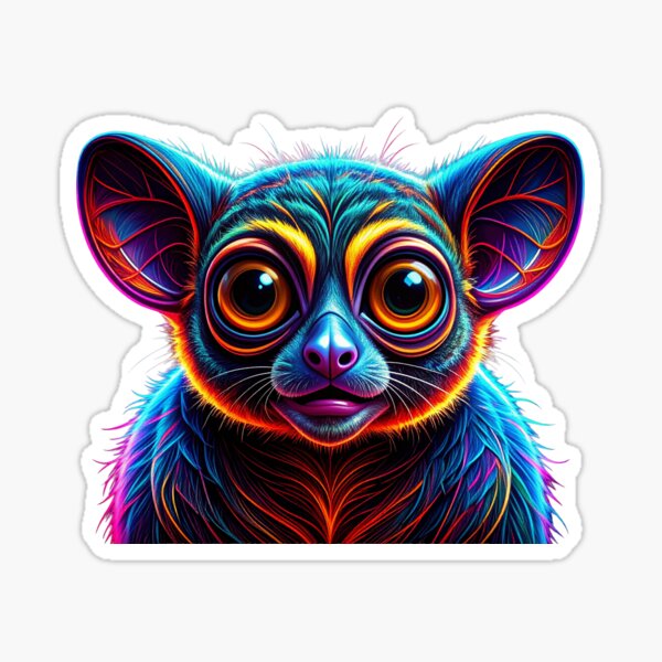 Item preview, Surprised Neon Tarsier Vibrant Colorful Abstract Animal Art designed and sold by Analog-attire.