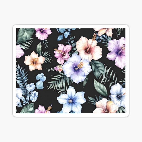 Item preview, Tropical Hibiscus and Leaves Pattern on Dark Background designed and sold by Analog-attire.