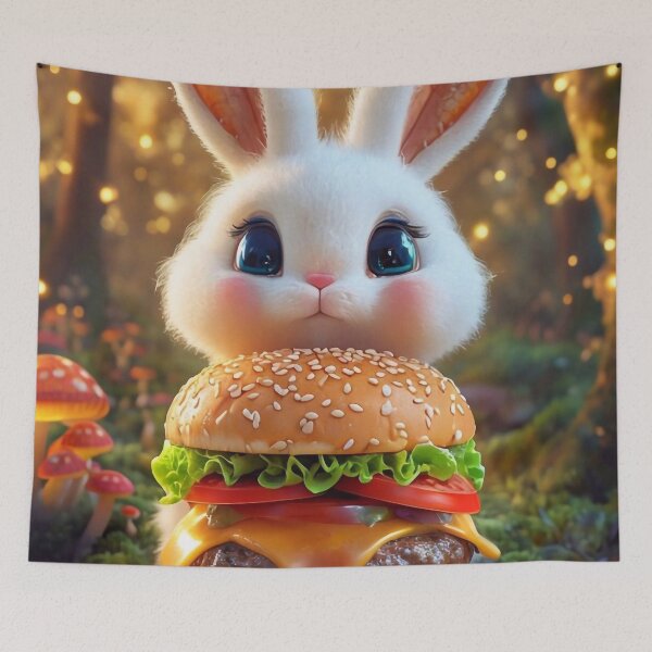 Item preview, Small Bunny and Big Hamburger designed and sold by M-Y-A-R-T-.