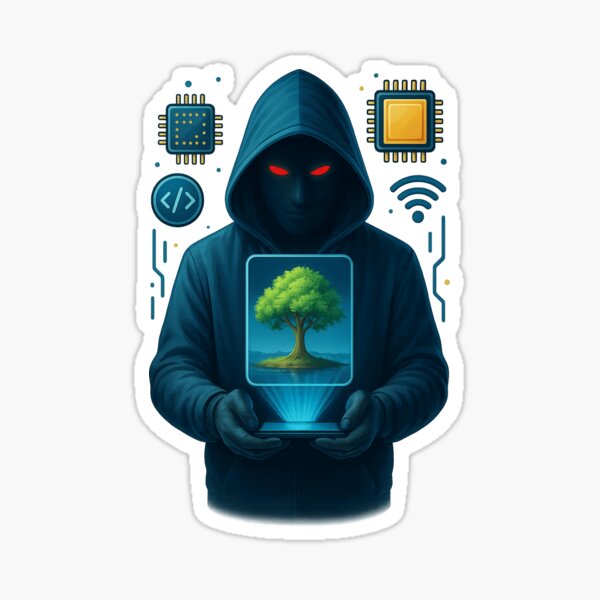 Item preview, Hacker Nature Hologram Illustration designed and sold by EvokeInspire.