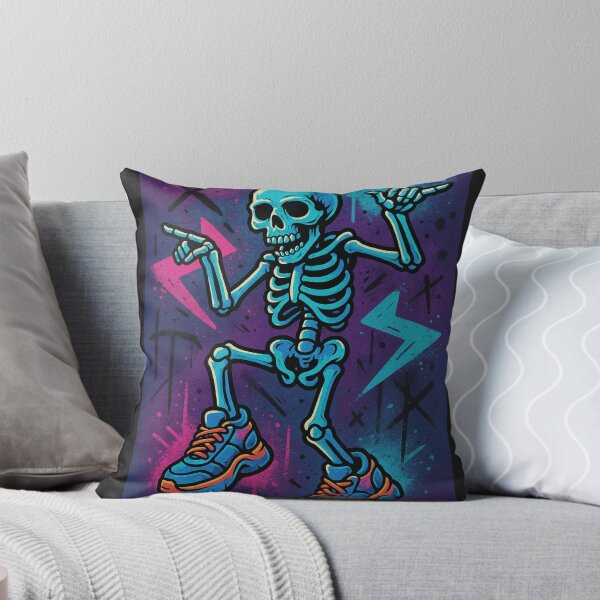 Item preview, Dancing Skeleton in Sneakers – Funky Neon Skull Art – Retro Halloween Vibes designed and sold by VIBE CRAFT STUDIO.