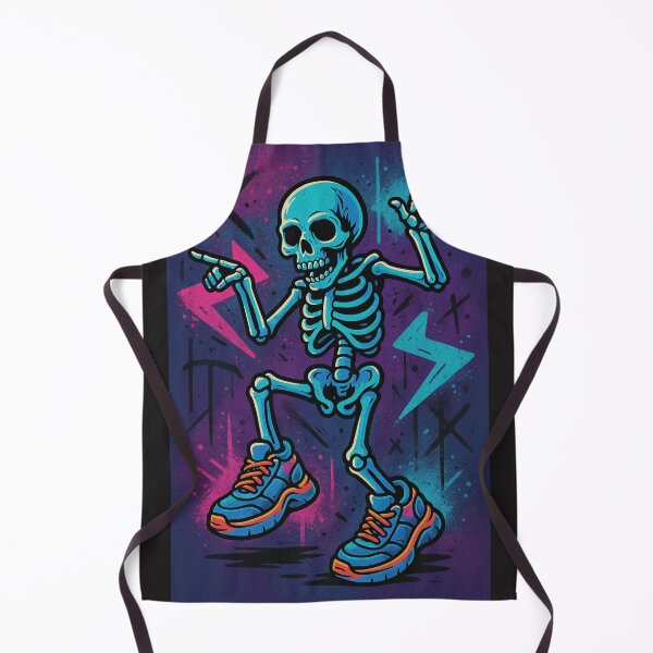 Item preview, Dancing Skeleton in Sneakers – Funky Neon Skull Art – Retro Halloween Vibes designed and sold by VIBE CRAFT STUDIO.