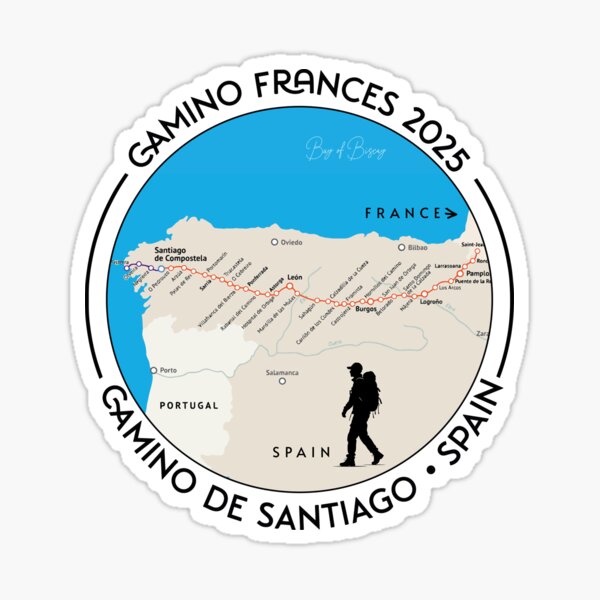 Artikel-Vorschau von Camino de Santiago Frankreich 2025 – Karte Route Camino Frankreich, Hemd oder Aufkleber, designt und verkauft von designkb.