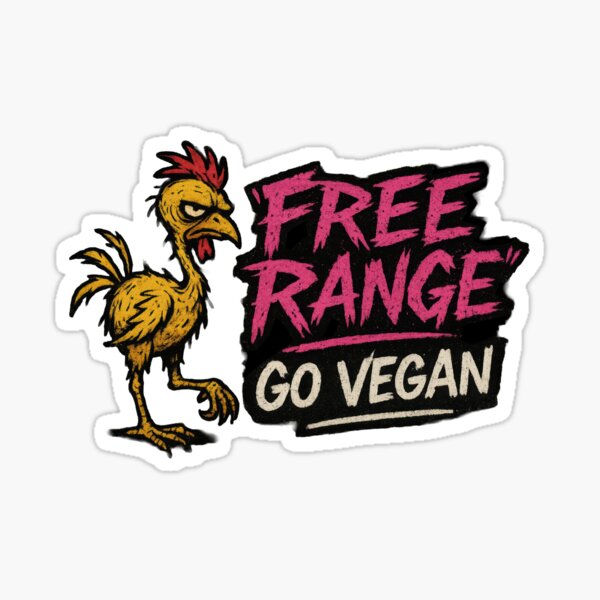 Artikel-Vorschau von "Free Range" Go Vegan, designt und verkauft von drewleigh-shop.