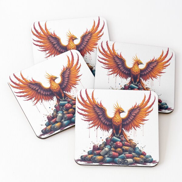 Item preview, Fiery Phoenix Rebirth - Graffiti Street Art Fusion designed and sold by latelierdechris.