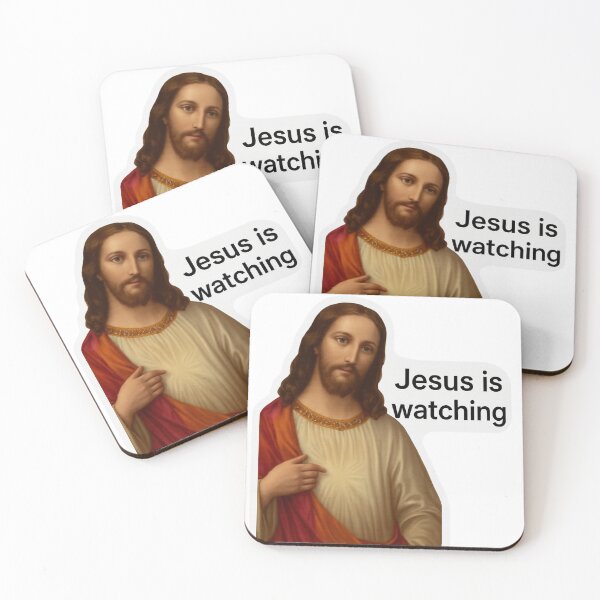 Item preview, Classic Jesus Portrait with “Jesus is Watching” Text designed and sold by Aryabek.