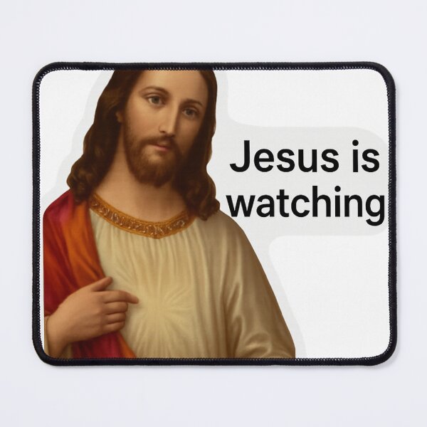 Item preview, Classic Jesus Portrait with “Jesus is Watching” Text designed and sold by Aryabek.