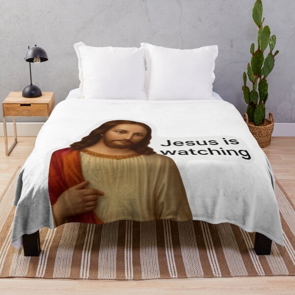 Item preview, Classic Jesus Portrait with “Jesus is Watching” Text designed and sold by Aryabek.
