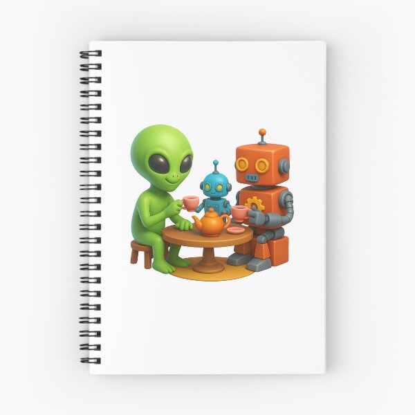 Item preview, Alien Tea Party with Robots – Funny Retro 3D Sci-Fi Design designed and sold by WolfPixelRo.