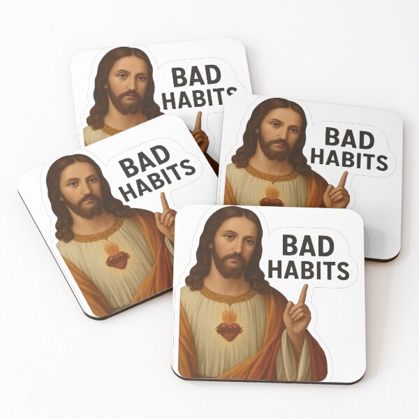 Item preview, Sacred Heart Jesus Pointing with “Bad Habits” Text designed and sold by Aryabek.