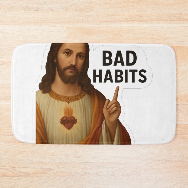 Item preview, Sacred Heart Jesus Pointing with “Bad Habits” Text designed and sold by Aryabek.