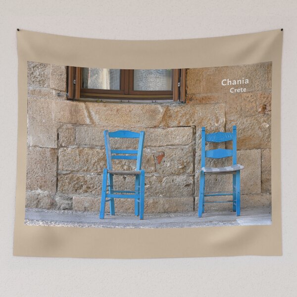 Item preview, Chania, Crete, two blue traditional greek chairs designed and sold by studio838.
