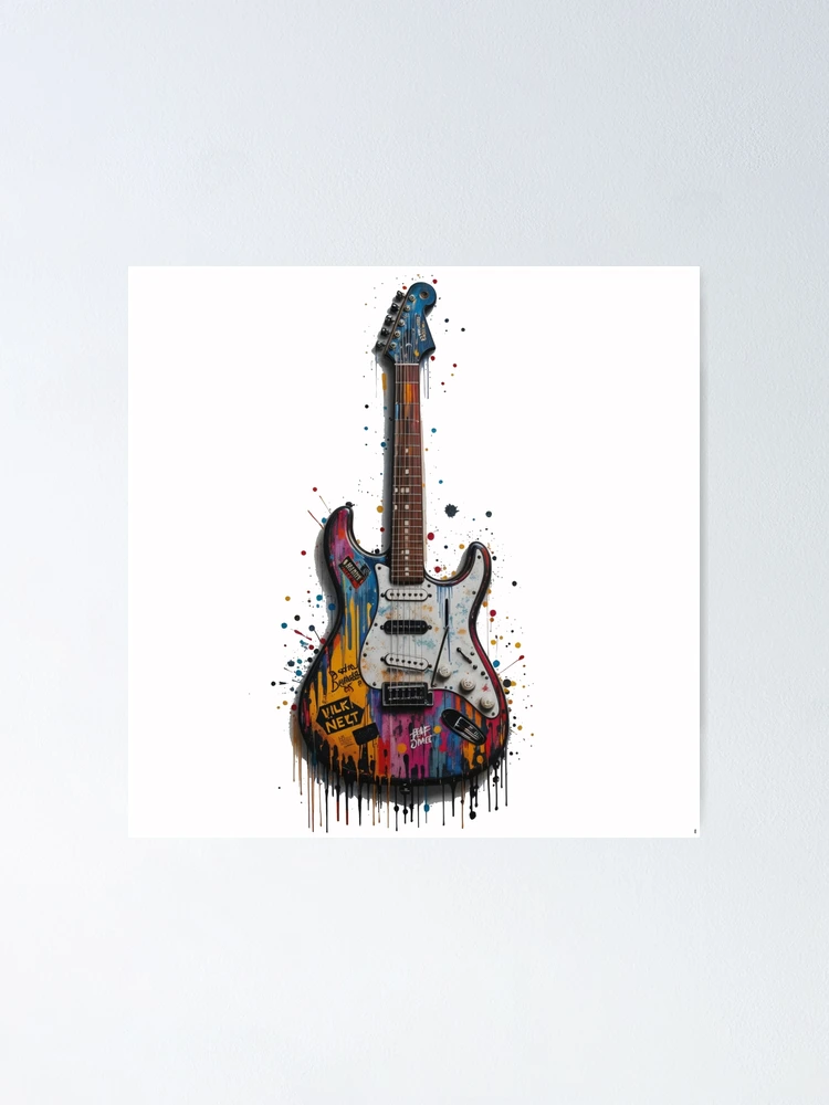 Street art Graffiti Splatter Electric Guitar - Bold Artistic Music