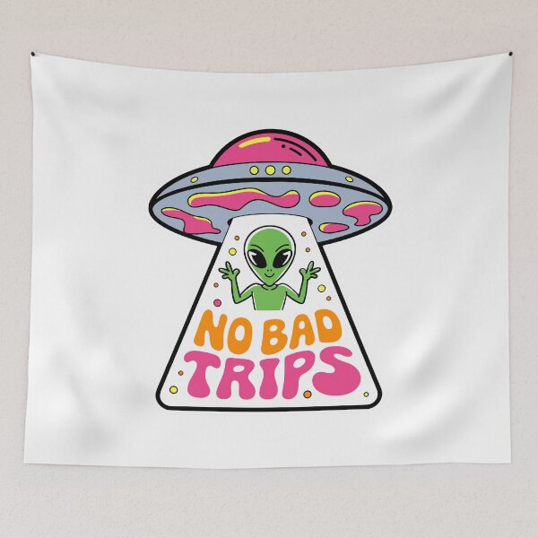 Item preview, No bad trips Alien Flying Saucer designed and sold by Traveldrawings.