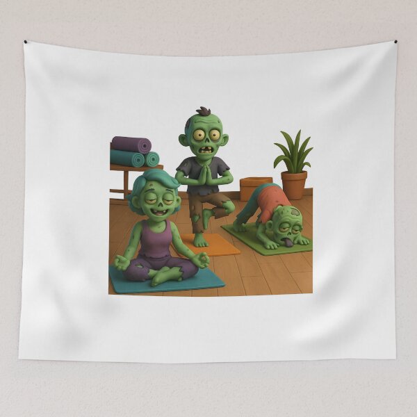 Item preview, Zombie Yoga Class – Funny 3D Cartoon Undead Workout designed and sold by WolfPixelRo.
