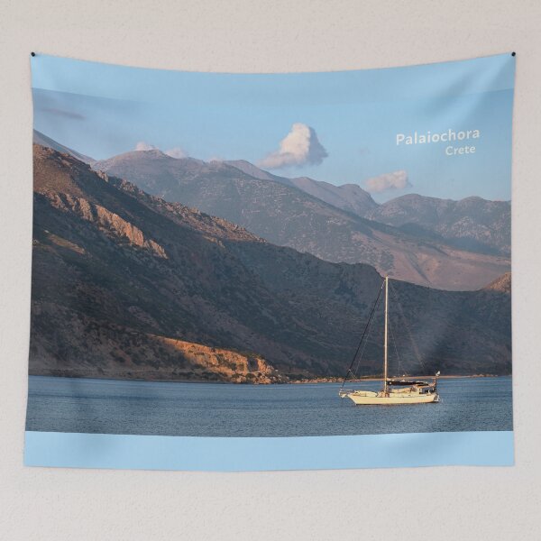 Item preview, Seashore at sunset in Paleochora, Small boat in the sea designed and sold by studio838.