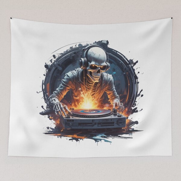 Item preview, Street art Neon Skeleton DJ - Electrifying Music Art designed and sold by latelierdechris.