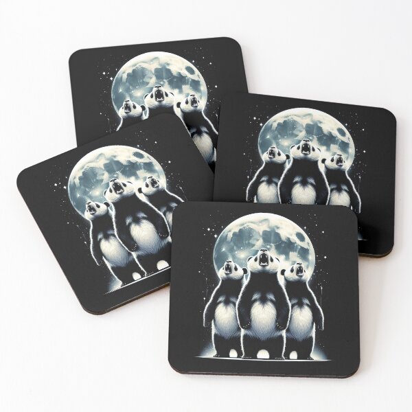 Item preview, Three Pandas Howling at Moon Like Three Wolves Funny designed and sold by Kimberley King Art  King Art.